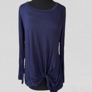 Long Sleeve Front Twist Top in Navy Blue 4281 NWT Boutique